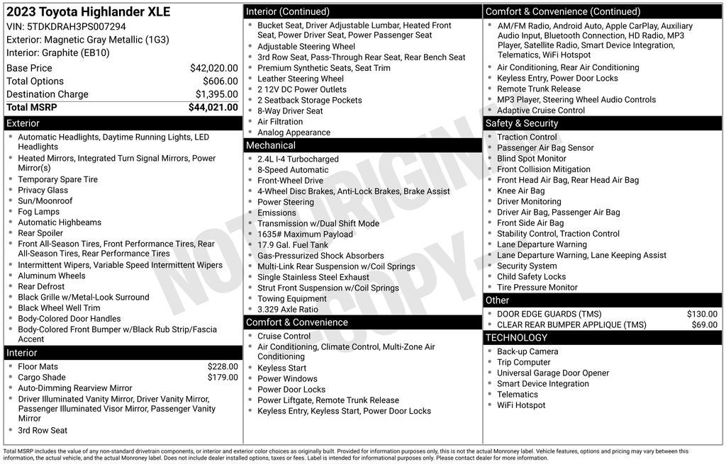 toyota highlander 2023 5TDKDRAH3PS007294 image toyota highlander 2023 5TDKDRAH3PS007294 image