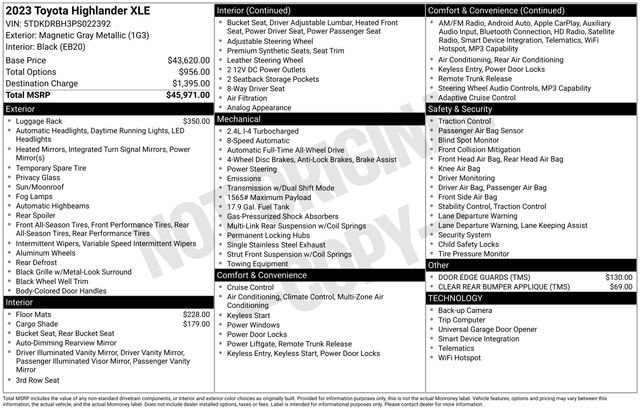 toyota highlander 2023 5TDKDRBH3PS022392 image toyota highlander 2023 5TDKDRBH3PS022392 image