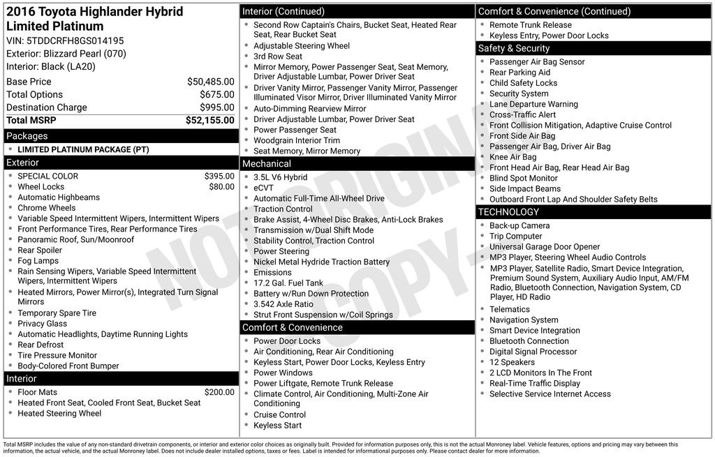 toyota highlander 2016 5TDDCRFH8GS014195 image toyota highlander 2016 5TDDCRFH8GS014195 image