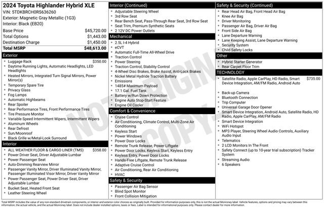 toyota highlander 2024 5TDKBRCH0RS636260 image toyota highlander 2024 5TDKBRCH0RS636260 image