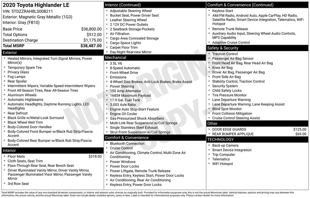 toyota highlander 2020 5TDZZRAH8LS008211 image toyota highlander 2020 5TDZZRAH8LS008211 image