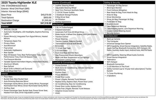 toyota highlander 2025 5TDKDRBH6SS576423 image toyota highlander 2025 5TDKDRBH6SS576423 image