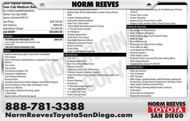 toyota tacoma 2023 3TMCZ5AN9PM599935 image toyota tacoma 2023 3TMCZ5AN9PM599935 image