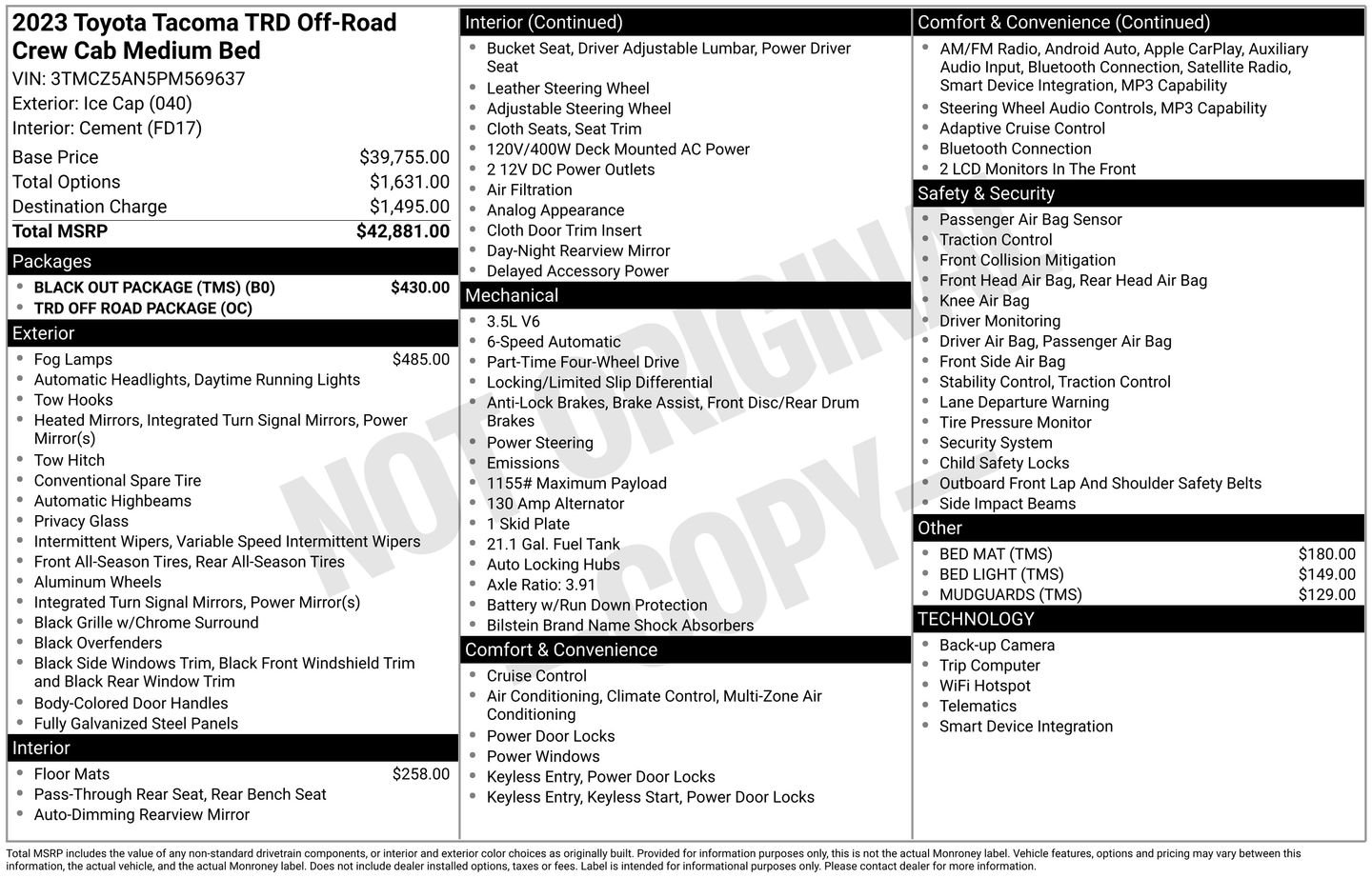 toyota tacoma 2023 3TMCZ5AN5PM569637 image toyota tacoma 2023 3TMCZ5AN5PM569637 image