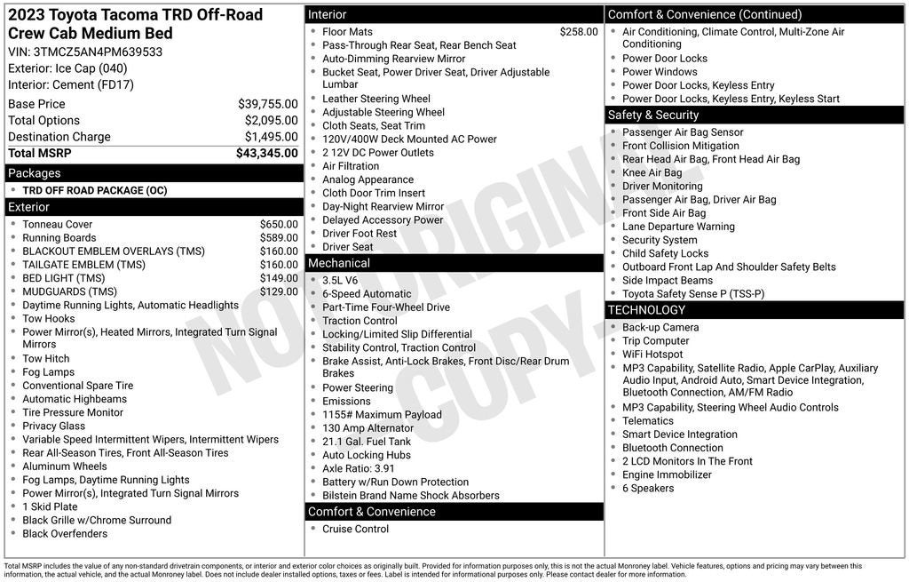 toyota tacoma 2023 3TMCZ5AN4PM639533 image toyota tacoma 2023 3TMCZ5AN4PM639533 image