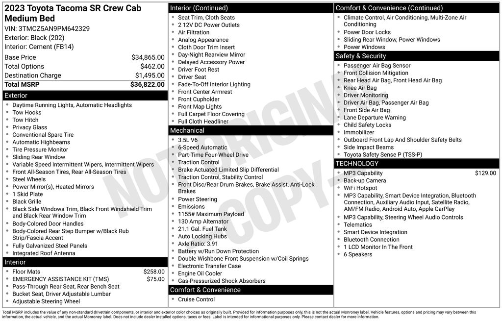 toyota tacoma 2023 3TMCZ5AN9PM642329 image toyota tacoma 2023 3TMCZ5AN9PM642329 image