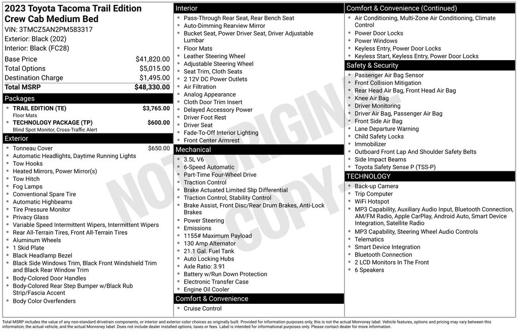 toyota tacoma 2023 3TMCZ5AN2PM583317 image toyota tacoma 2023 3TMCZ5AN2PM583317 image