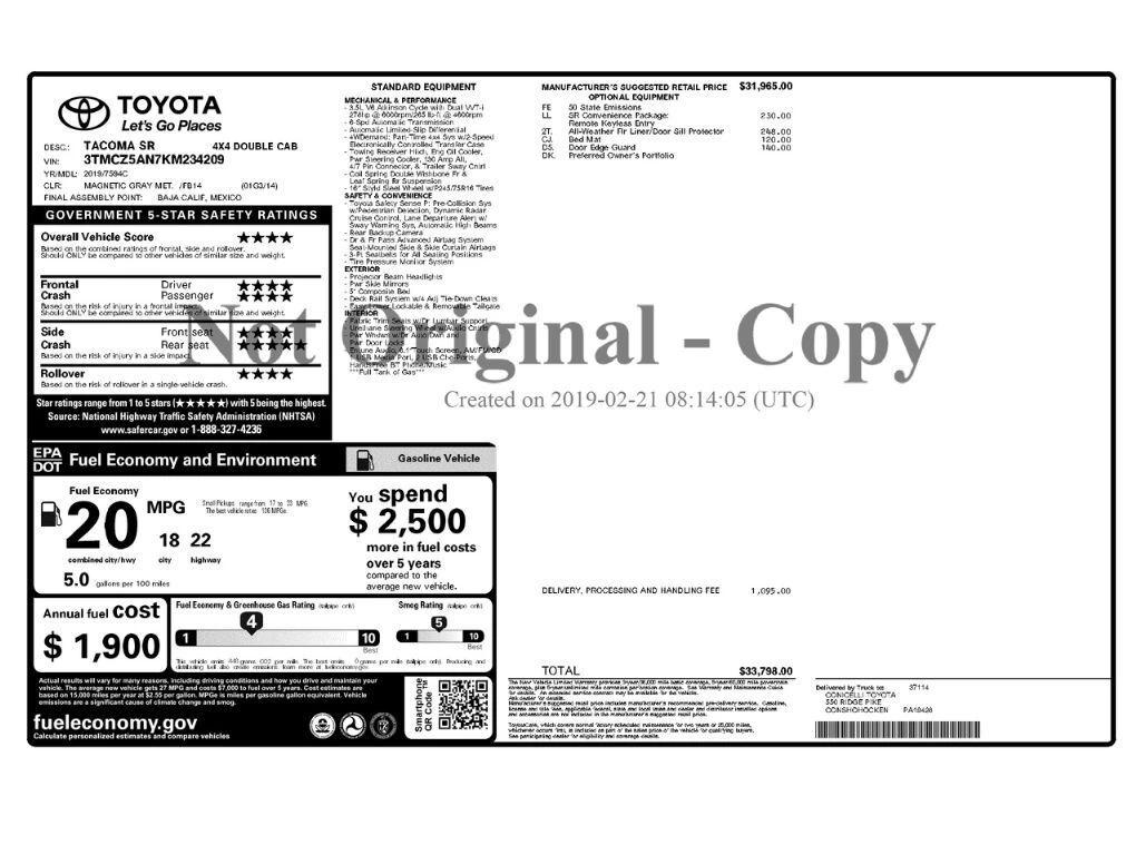 toyota tacoma 2019 3TMCZ5AN7KM234209 image toyota tacoma 2019 3TMCZ5AN7KM234209 image