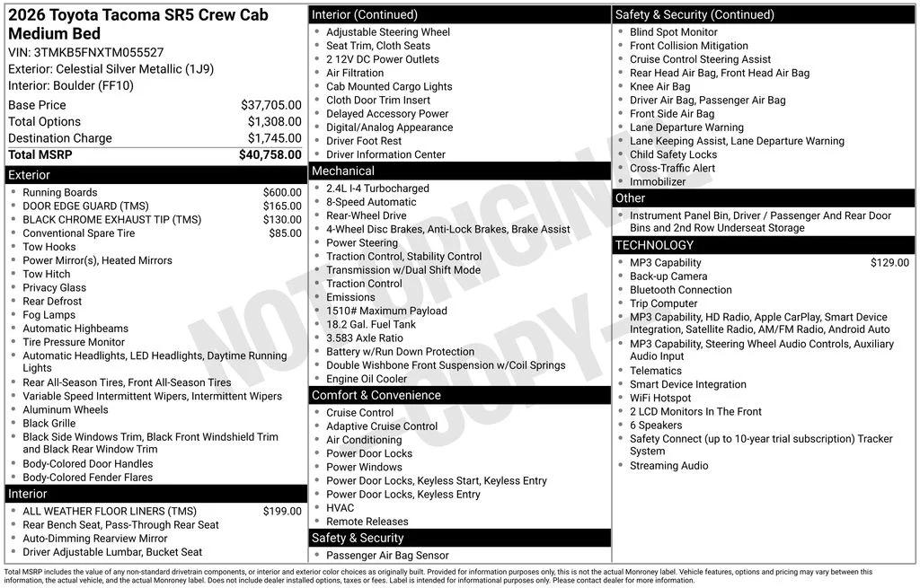 toyota tacoma 2026 3TMKB5FNXTM055527 image toyota tacoma 2026 3TMKB5FNXTM055527 image