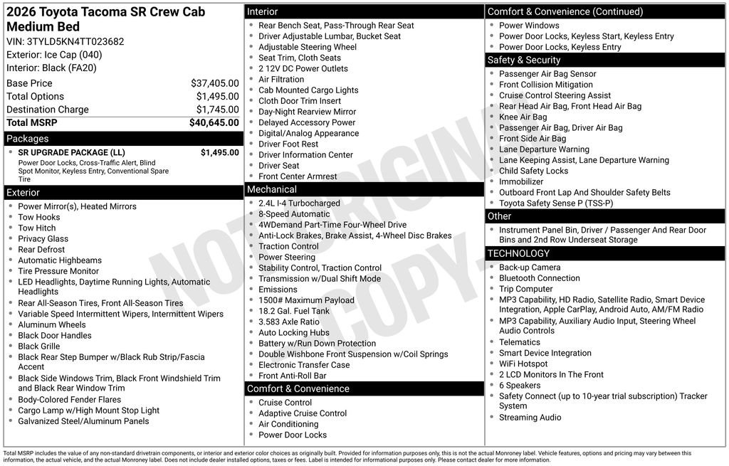toyota tacoma 2026 3TYLD5KN4TT023682 image toyota tacoma 2026 3TYLD5KN4TT023682 image