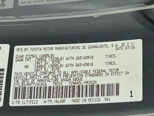 toyota tacoma 2026 3TYLB5JN9TT141816 image toyota tacoma 2026 3TYLB5JN9TT141816 image