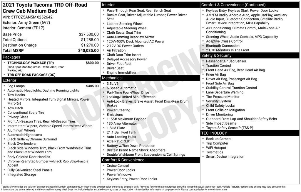toyota tacoma 2021 5TFCZ5AN5MX252642 image toyota tacoma 2021 5TFCZ5AN5MX252642 image