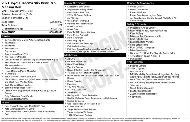 toyota tacoma 2021 3TYAZ5CN8MT004383 image toyota tacoma 2021 3TYAZ5CN8MT004383 image