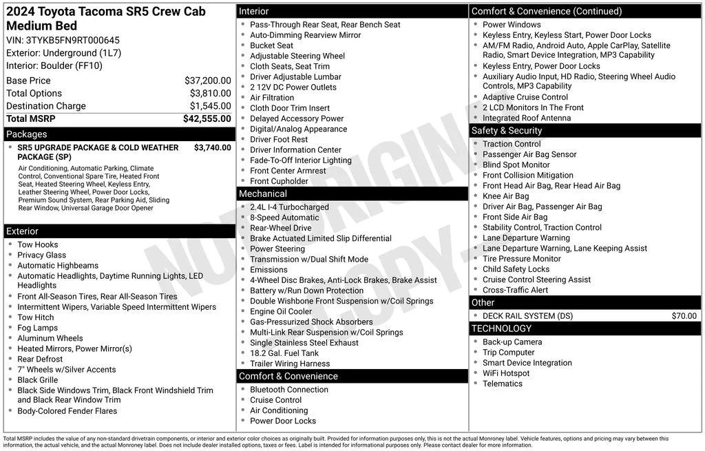 toyota tacoma 2024 3TYKB5FN9RT000645 image toyota tacoma 2024 3TYKB5FN9RT000645 image