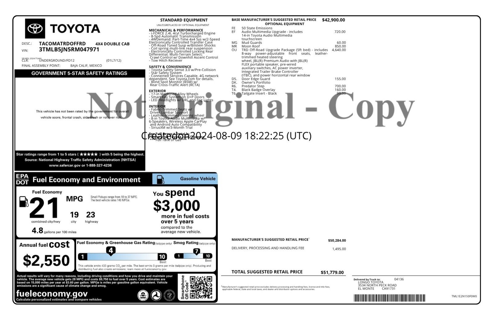 toyota tacoma 2024 3TMLB5JN5RM047971 image toyota tacoma 2024 3TMLB5JN5RM047971 image