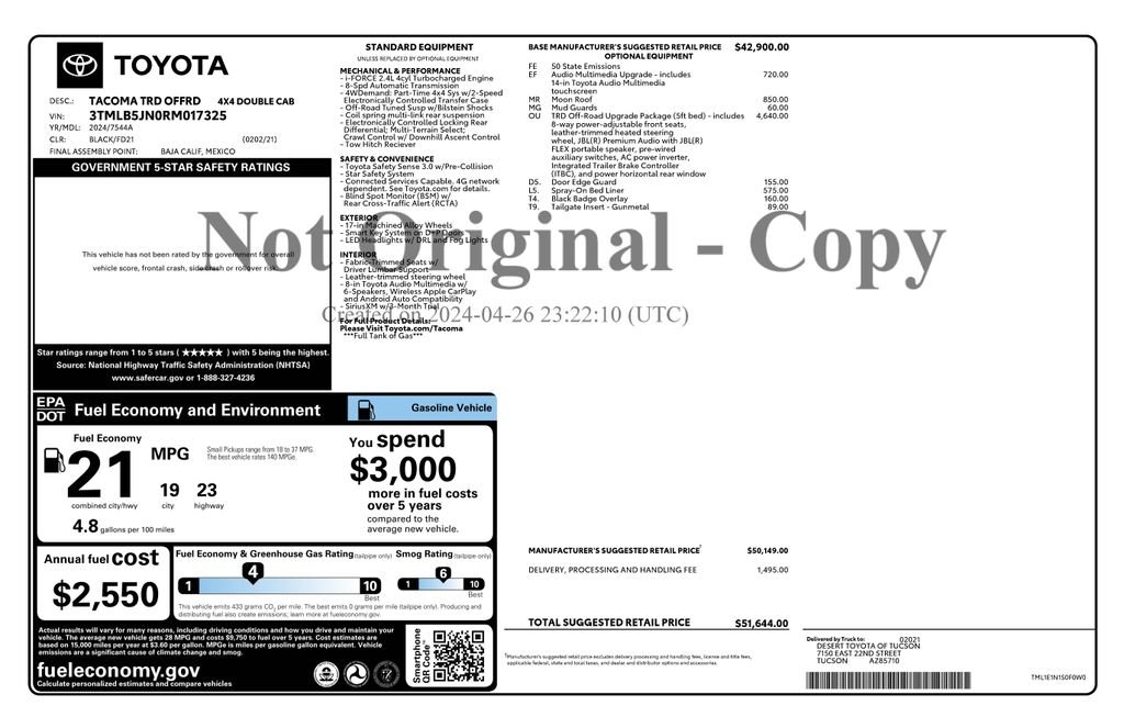 toyota tacoma 2024 3TMLB5JN0RM017325 image toyota tacoma 2024 3TMLB5JN0RM017325 image