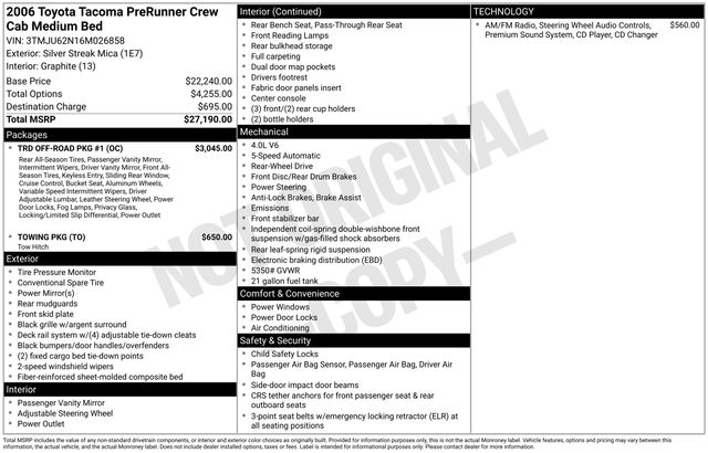 toyota tacoma 2006 3TMJU62N16M026858 image toyota tacoma 2006 3TMJU62N16M026858 image