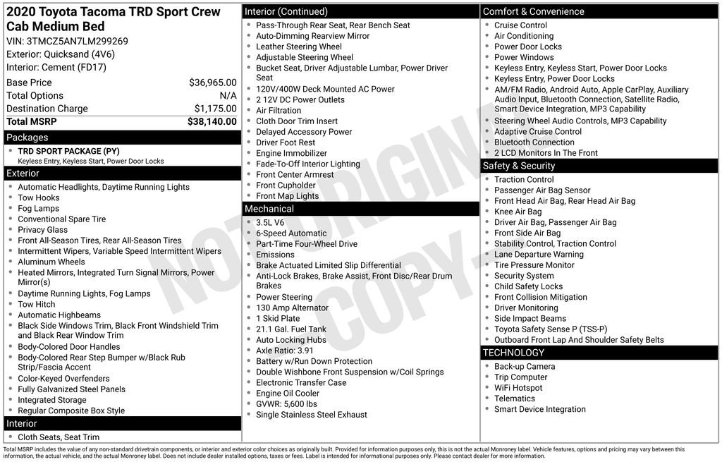 toyota tacoma 2020 3TMCZ5AN7LM299269 image toyota tacoma 2020 3TMCZ5AN7LM299269 image