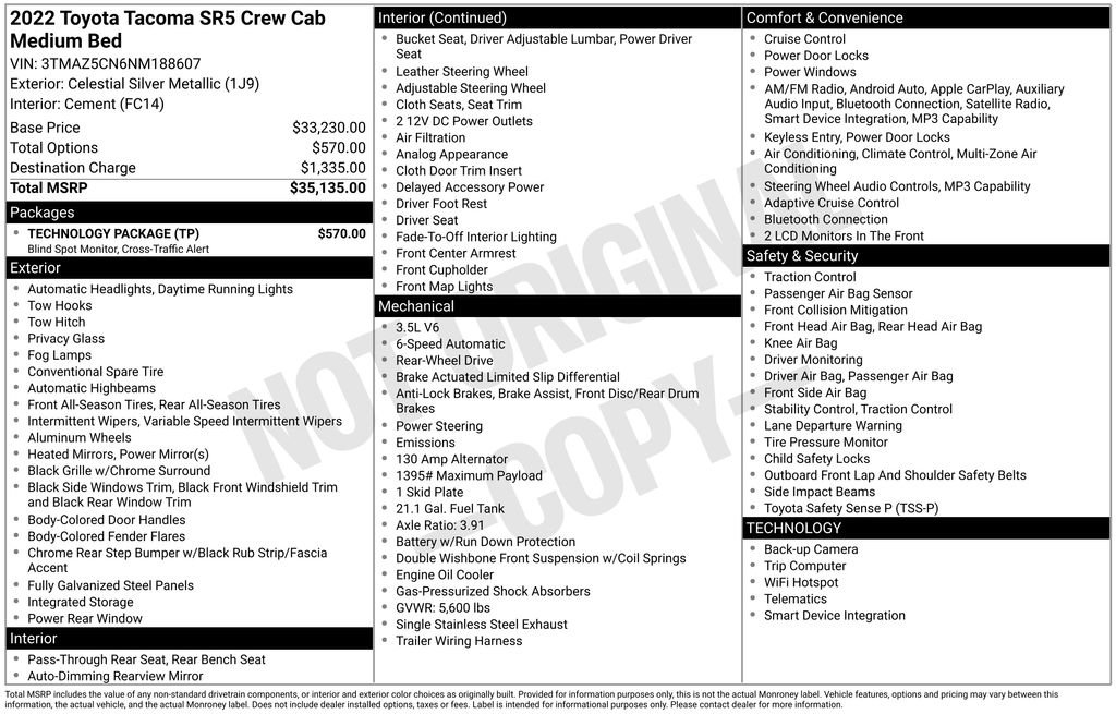 toyota tacoma 2022 3TMAZ5CN6NM188607 image toyota tacoma 2022 3TMAZ5CN6NM188607 image