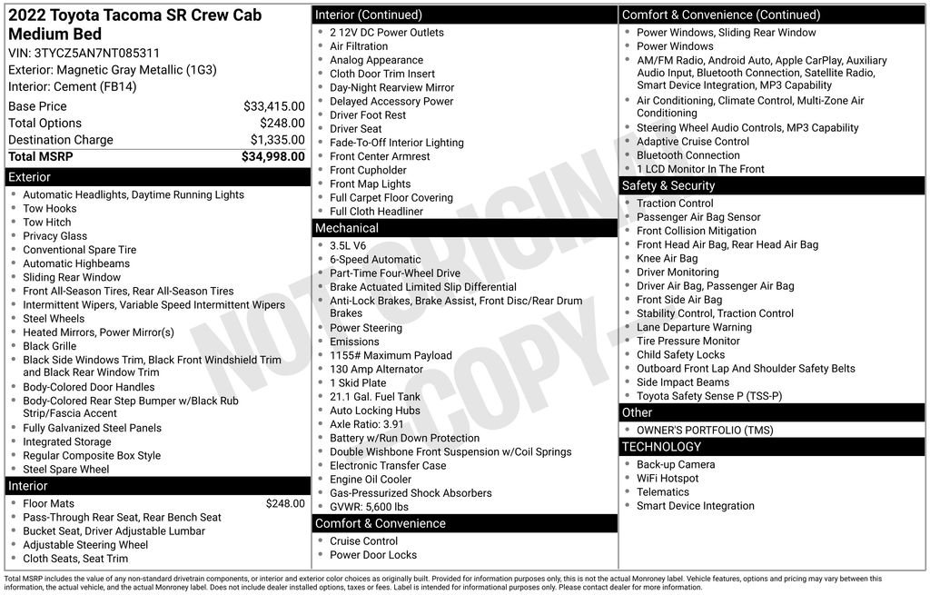 toyota tacoma 2022 3TYCZ5AN7NT085311 image toyota tacoma 2022 3TYCZ5AN7NT085311 image