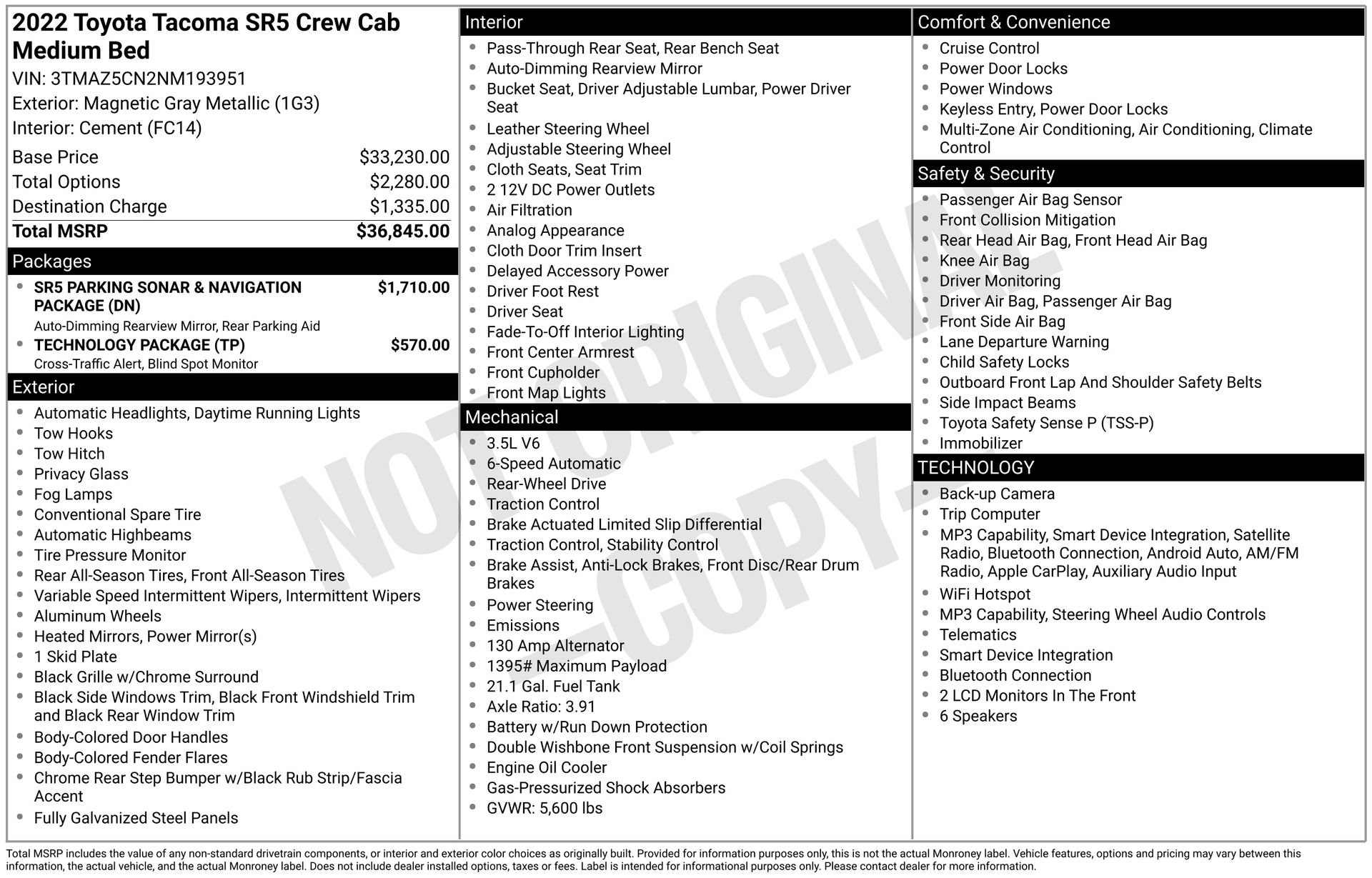 toyota tacoma 2022 3TMAZ5CN2NM193951 image toyota tacoma 2022 3TMAZ5CN2NM193951 image