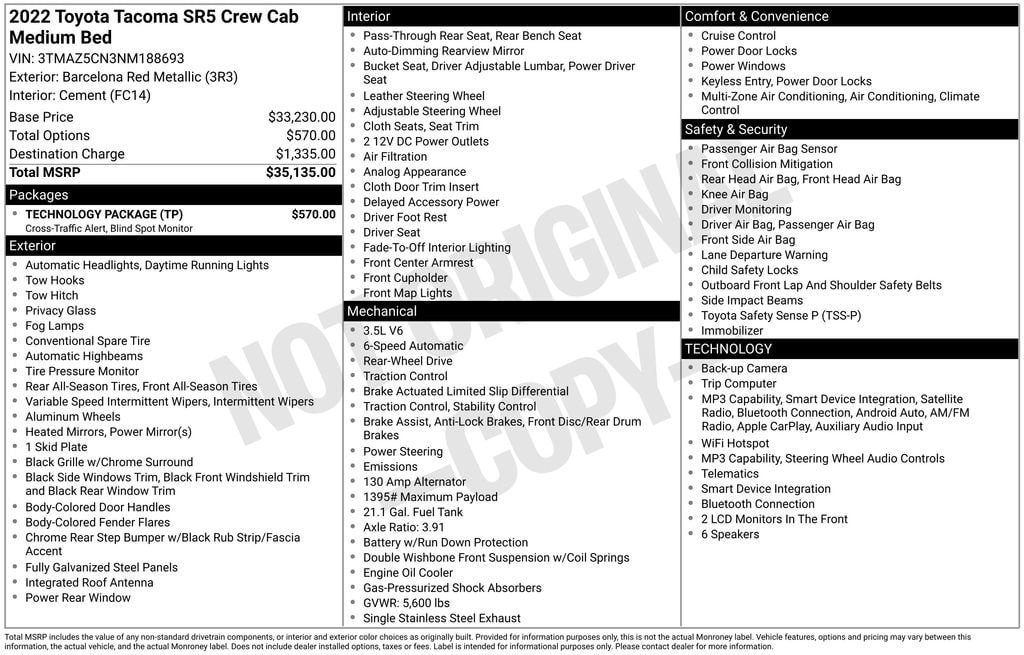 toyota tacoma 2022 3TMAZ5CN3NM188693 image toyota tacoma 2022 3TMAZ5CN3NM188693 image