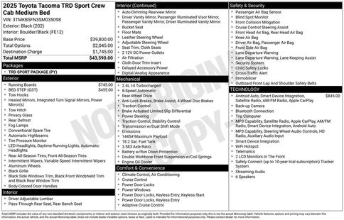 toyota tacoma 2025 3TMKB5FN3SM035098 image toyota tacoma 2025 3TMKB5FN3SM035098 image