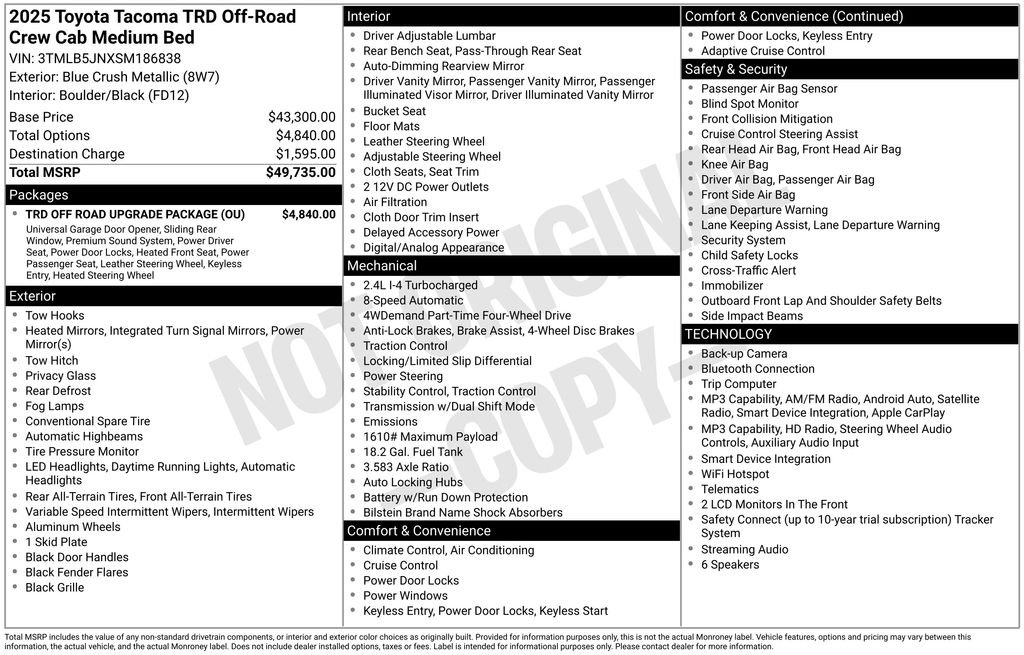 toyota tacoma 2025 3TMLB5JNXSM186838 image toyota tacoma 2025 3TMLB5JNXSM186838 image