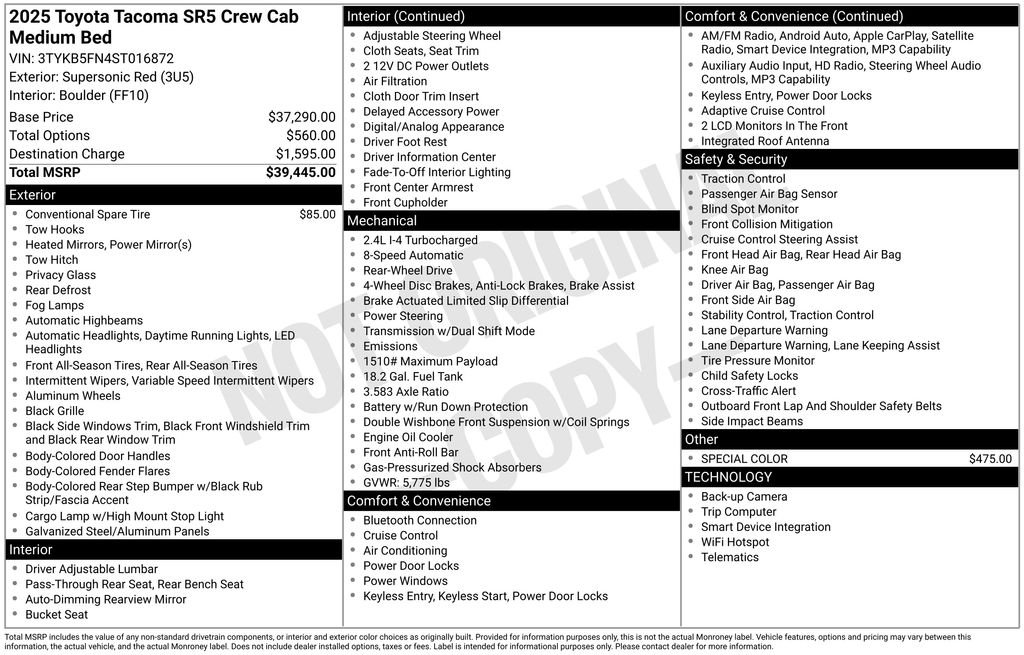 toyota tacoma 2025 3TYKB5FN4ST016872 image toyota tacoma 2025 3TYKB5FN4ST016872 image