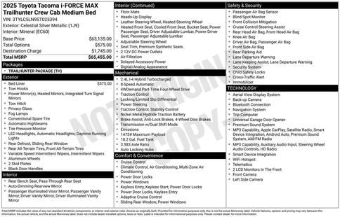 toyota tacoma 2025 3TYLC5LN9ST025394 image toyota tacoma 2025 3TYLC5LN9ST025394 image