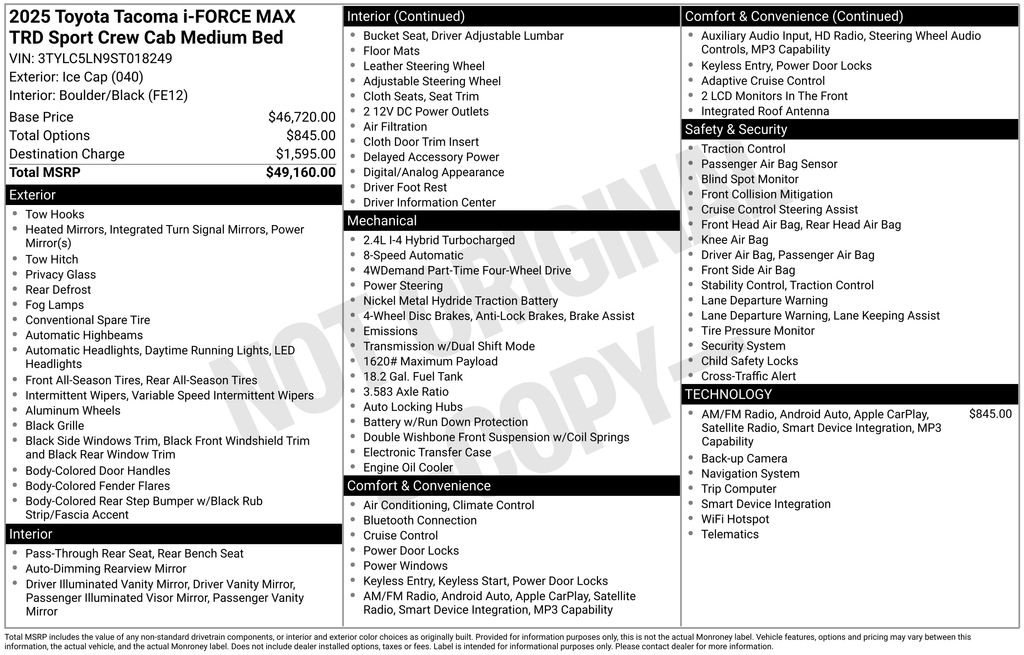 toyota tacoma 2025 3TYLC5LN9ST018249 image toyota tacoma 2025 3TYLC5LN9ST018249 image