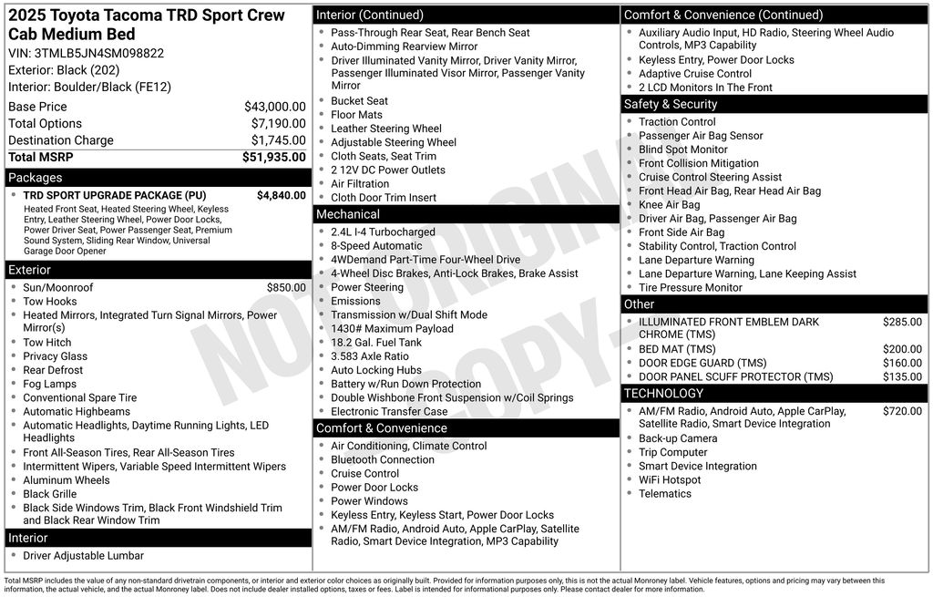 toyota tacoma 2025 3TMLB5JN4SM098822 image toyota tacoma 2025 3TMLB5JN4SM098822 image
