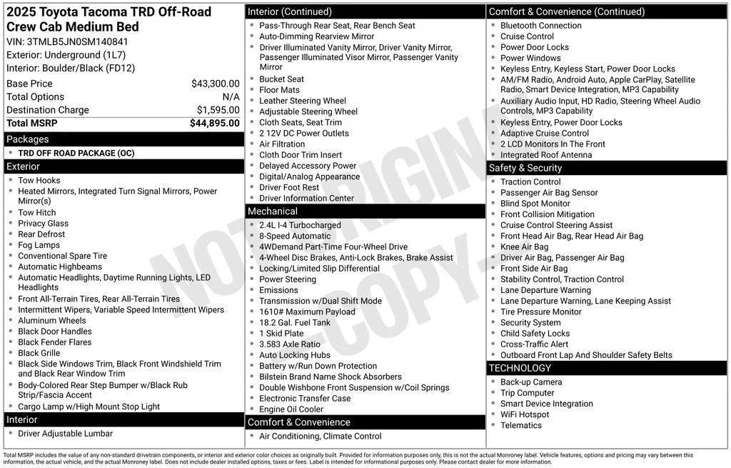 toyota tacoma 2025 3TMLB5JN0SM140841 image toyota tacoma 2025 3TMLB5JN0SM140841 image