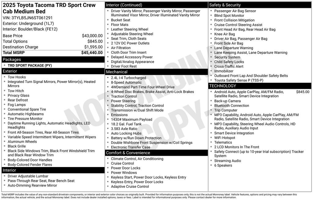 toyota tacoma 2025 3TYLB5JN6ST061291 image toyota tacoma 2025 3TYLB5JN6ST061291 image