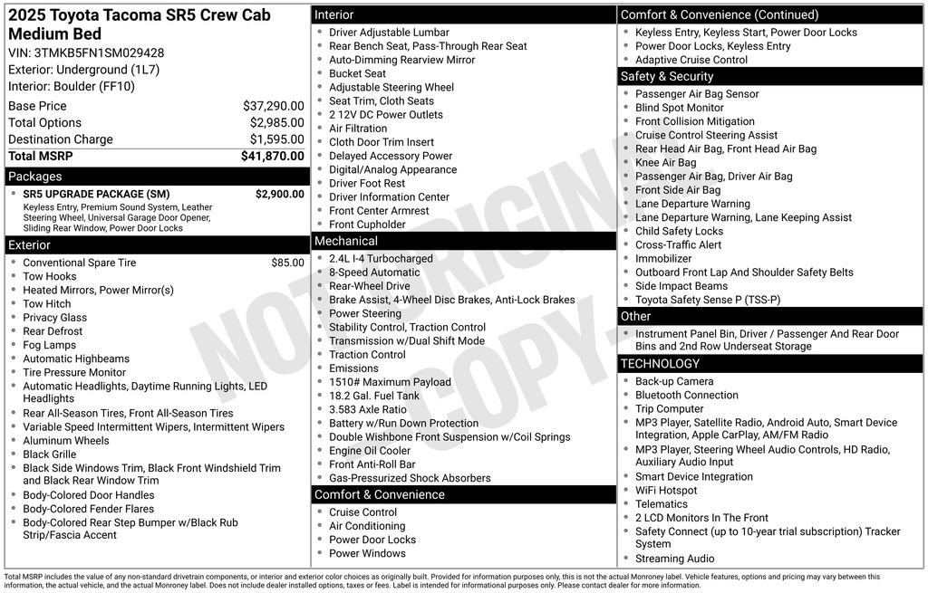 toyota tacoma 2025 3TMKB5FN1SM029428 image toyota tacoma 2025 3TMKB5FN1SM029428 image