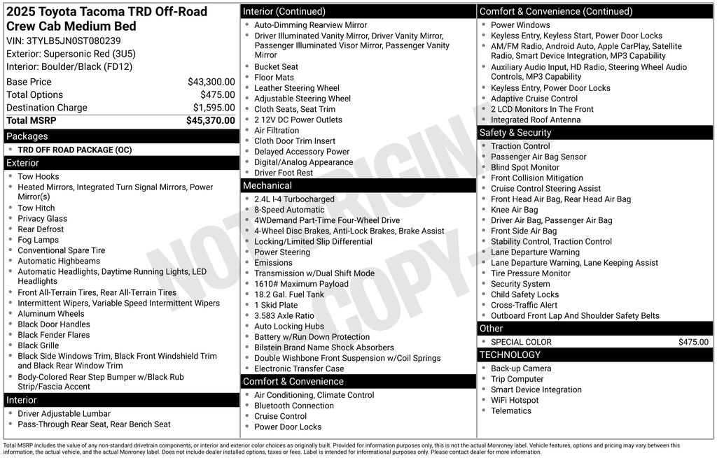 toyota tacoma 2025 3TYLB5JN0ST080239 image toyota tacoma 2025 3TYLB5JN0ST080239 image