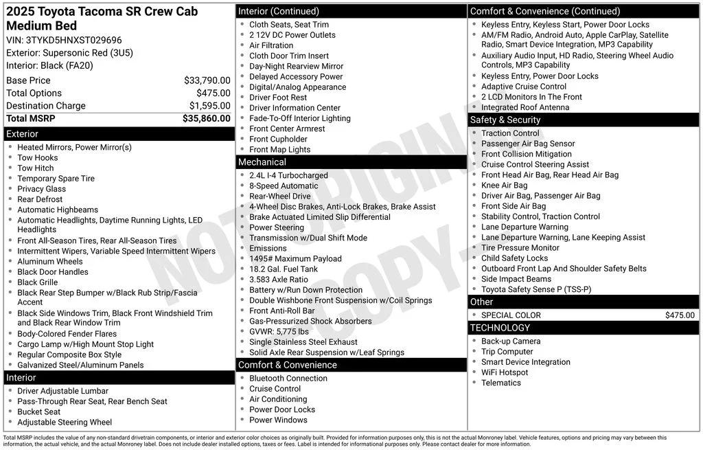toyota tacoma 2025 3TYKD5HNXST029696 image toyota tacoma 2025 3TYKD5HNXST029696 image