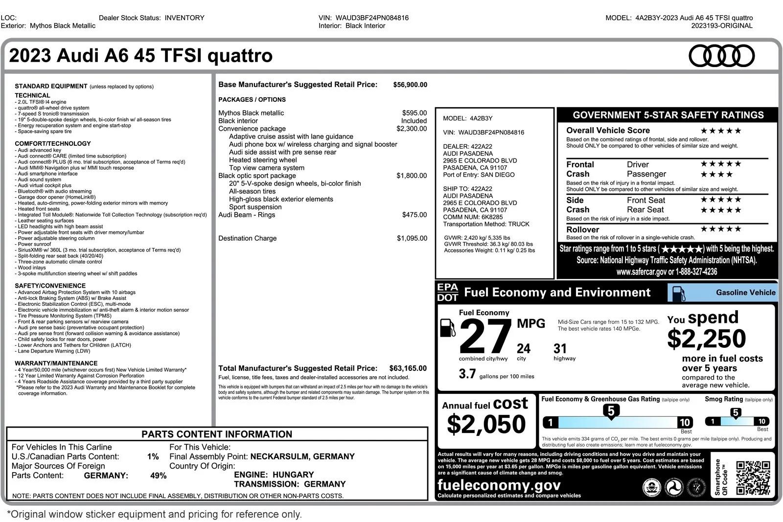 audi a6 2023 WAUD3BF24PN084816 image audi a6 2023 WAUD3BF24PN084816 image