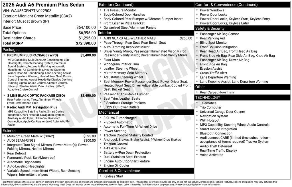 audi a6 2026 WAU55CFN7TN022903 image audi a6 2026 WAU55CFN7TN022903 image