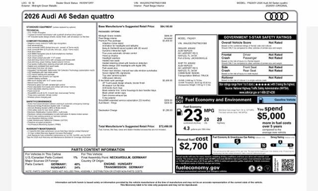 audi a6 2026 WAU55CFN0TN031068 image audi a6 2026 WAU55CFN0TN031068 image