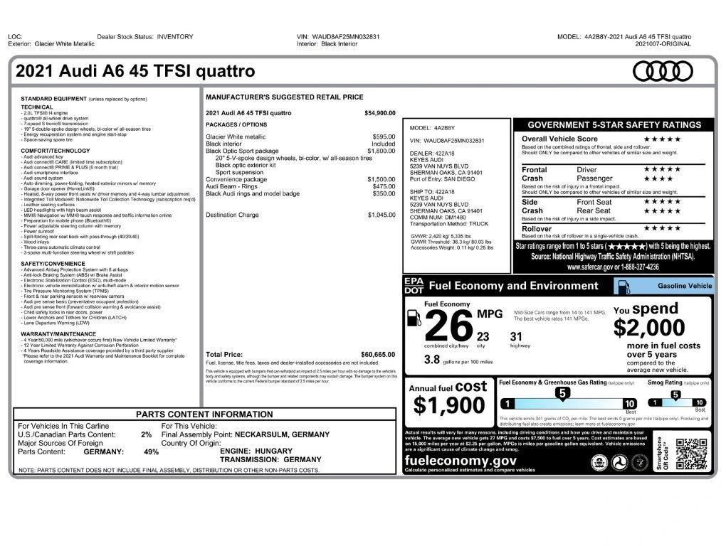 audi a6 2021 WAUD8AF25MN032831 image audi a6 2021 WAUD8AF25MN032831 image