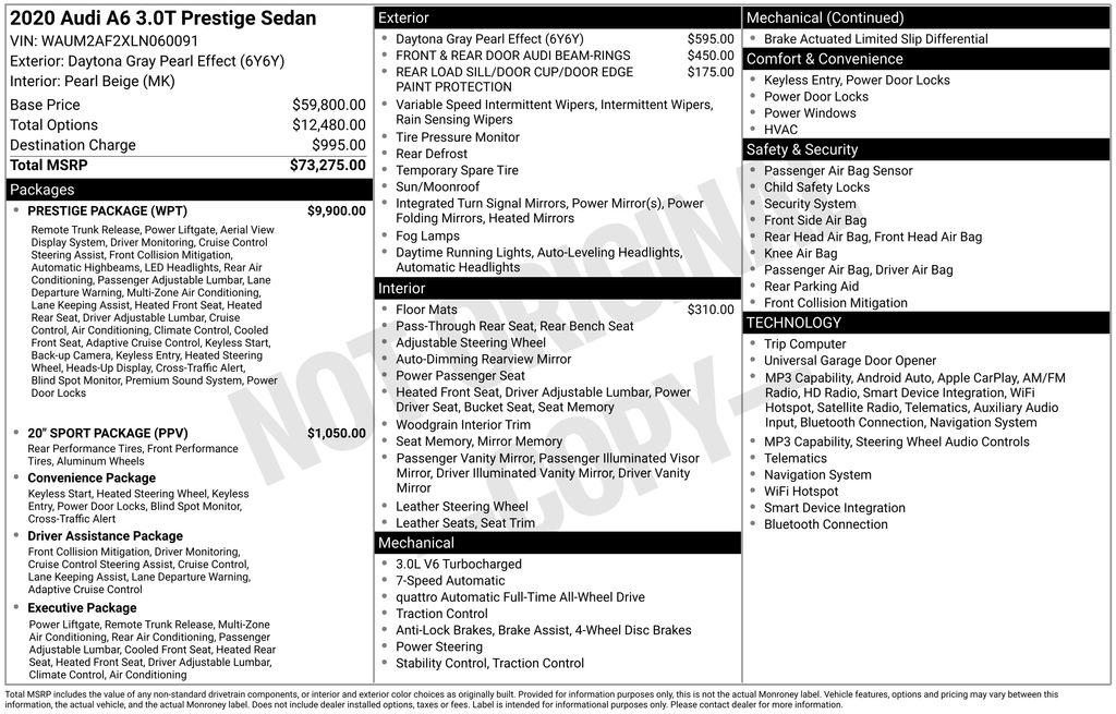 audi a6 2020 WAUM2AF2XLN060091 image audi a6 2020 WAUM2AF2XLN060091 image