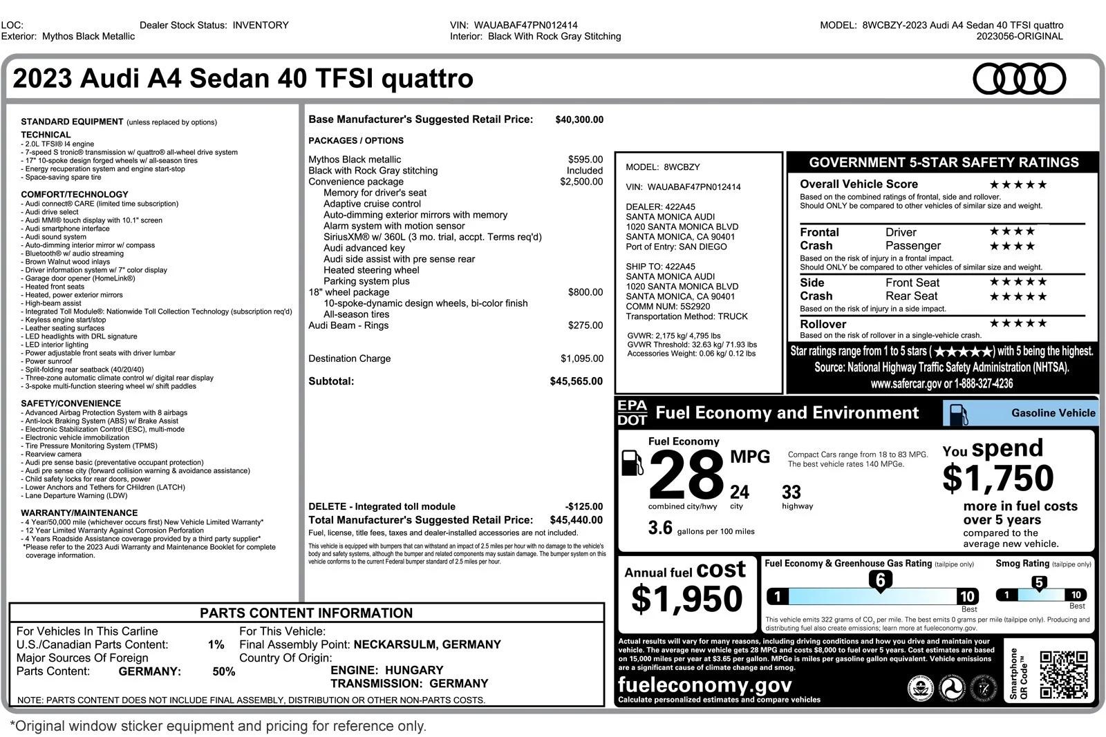 audi a4 2023 WAUABAF47PN012414 image audi a4 2023 WAUABAF47PN012414 image
