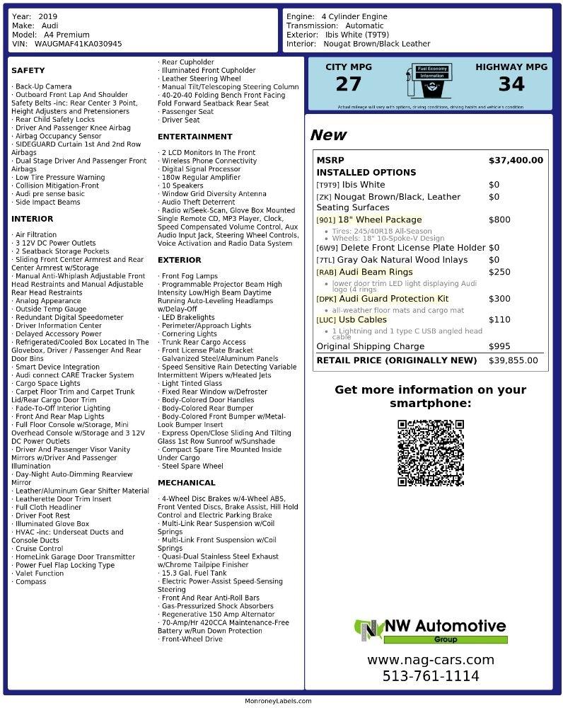 audi a4 2019 WAUGMAF41KA030945 image audi a4 2019 WAUGMAF41KA030945 image