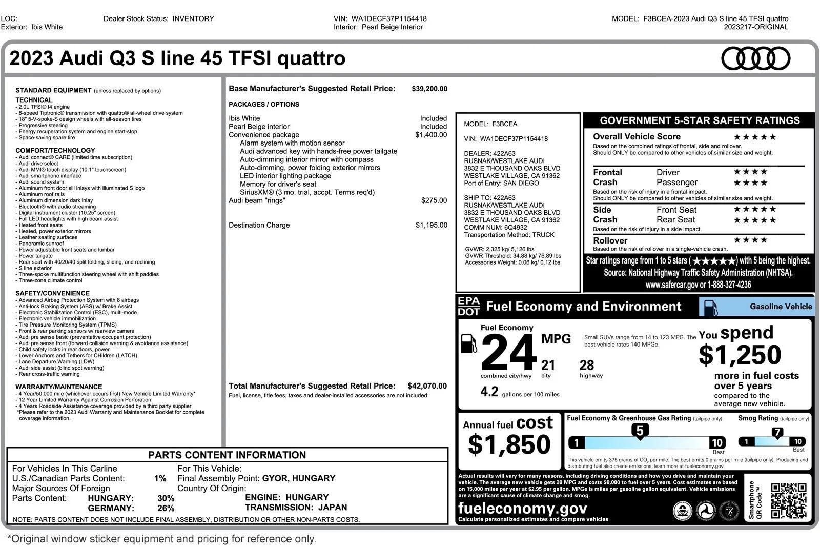 audi q3 2023 WA1DECF37P1154418 image audi q3 2023 WA1DECF37P1154418 image