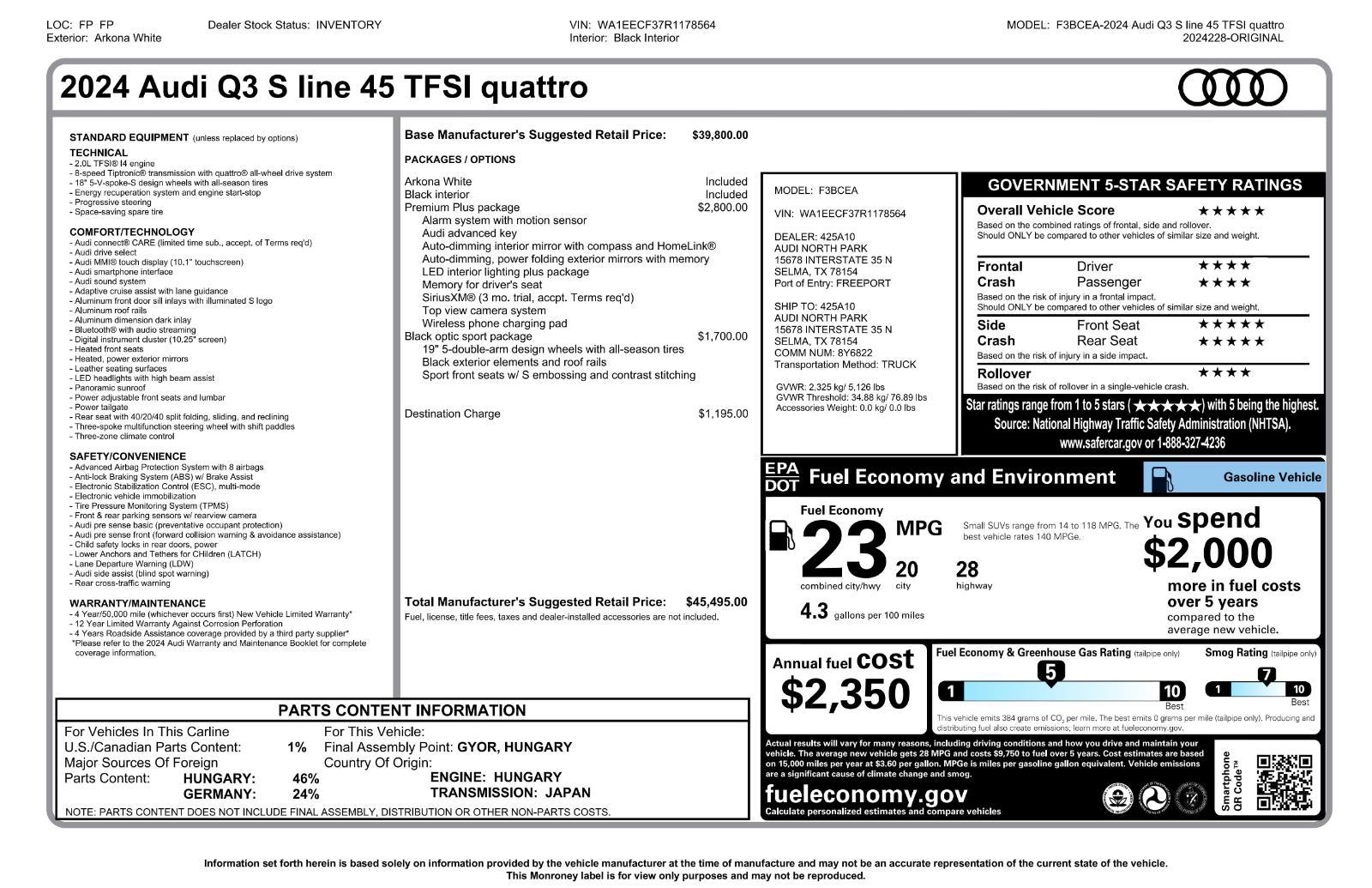 audi q3 2024 WA1EECF37R1178564 image audi q3 2024 WA1EECF37R1178564 image