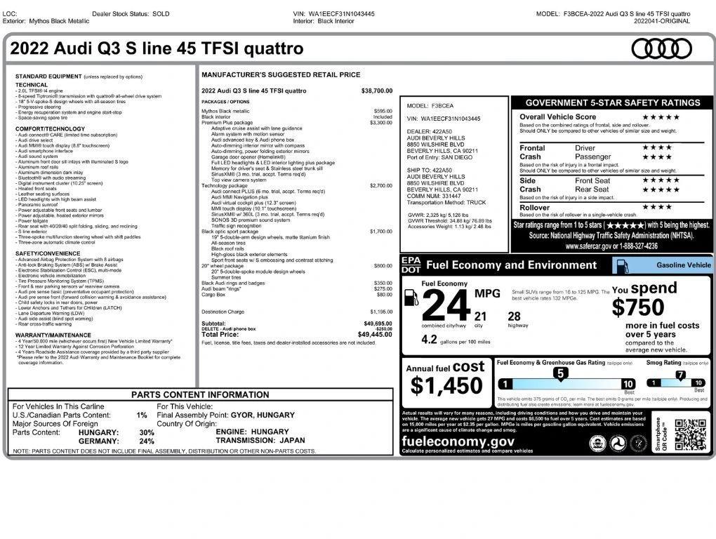 audi q3 2022 WA1EECF31N1043445 image audi q3 2022 WA1EECF31N1043445 image