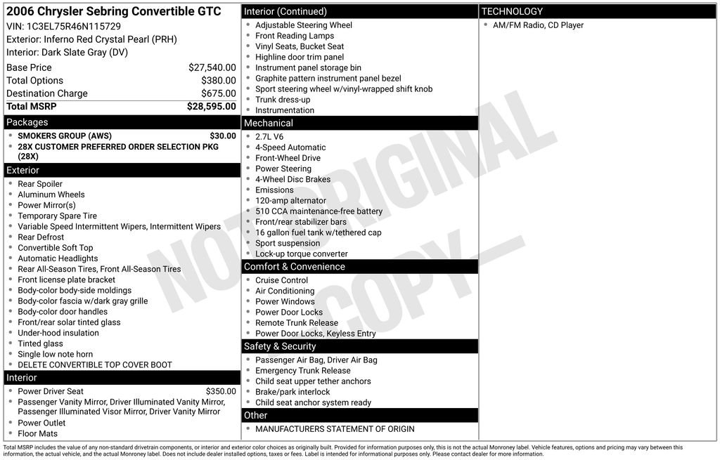 chrysler sebring 2006 1C3EL75R46N115729 image chrysler sebring 2006 1C3EL75R46N115729 image