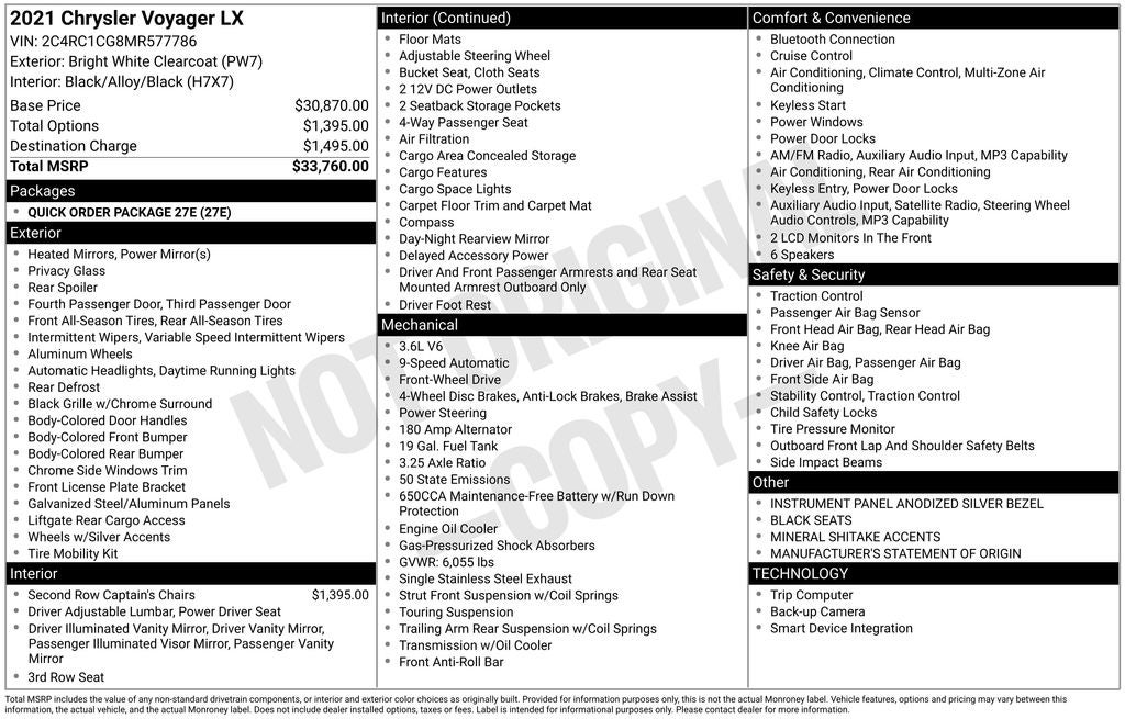 chrysler voyager 2021 2C4RC1CG8MR577786 image chrysler voyager 2021 2C4RC1CG8MR577786 image