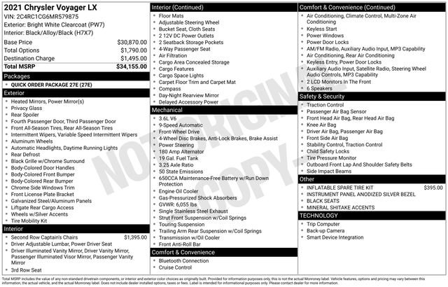 chrysler voyager 2021 2C4RC1CG6MR579875 image chrysler voyager 2021 2C4RC1CG6MR579875 image